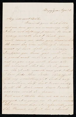 Letter to 'Aunt Bella', from niece [?], n.d.