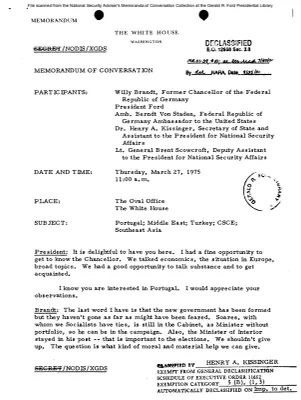 March 27, 1975 - Ford, Kissinger, Former FRG Chancellor Willy Brandt