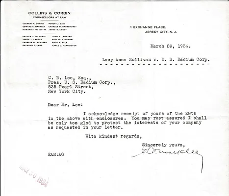 Letters Received to C.B. Lee, March 29, 1934