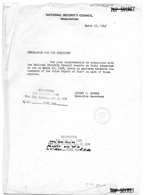 Memorandum from Sidney Souers to President Harry S. Truman