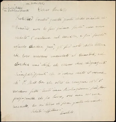 Amleto Fabbri autographed letter signed to Bartolomeo Vanzetti, [Boston, ca. 30 November 1925]