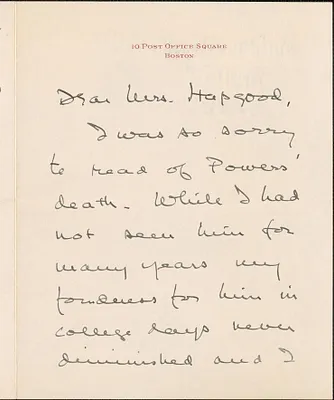 James White autograph letter signed to Mrs. Hapgood [Mary Donovan Hapgood], Boston, Mass., [February 1949?]