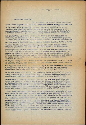 Bartolomeo Vanzetti typed letter (copy) to Luigia Vanzetti, [Charlestown], 16 May 1926