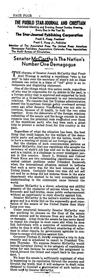 Newspaper Editorial, Pueblo Star-Journal and Chieftain