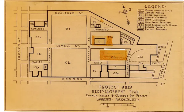 Project area, redevelopment plan, Common, Valley, & Concord Sts project, Lawrence, Massachusetts