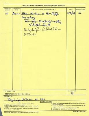 Memoranda for the President--Beginning October 26, 1969