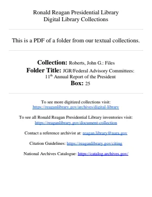 JGR/Federal Advisory Committees: 11th Annual Report of the President