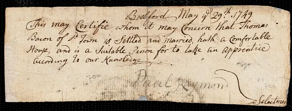 John Collis indentured to apprentice with Thomas Bacon of Bedford, 3 April 1756