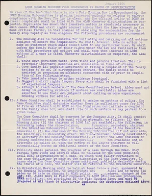 LCRC Housing Subcommittee Procedures in Cases of Discrimination, August 1964