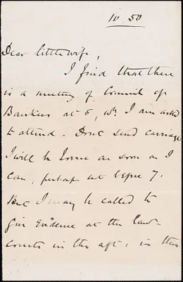 [John Biddulph Martin] autograph note to Victoria Woodhull Martin, approximately 1883-1897