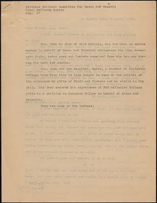 Citizens National Committee for Sacco and Vanzetti press release (copy), Boston, Mass., August 17, [1927]