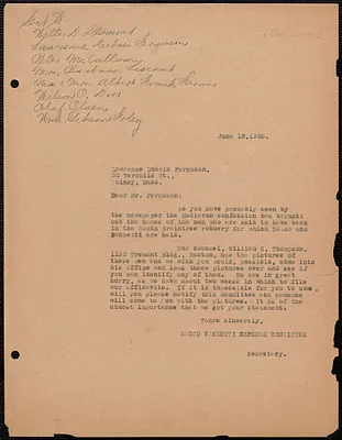 Sacco-Vanzetti Defense Committee typed letter (copy) to George Woodbury, Boston, Mass., June 18, 1926