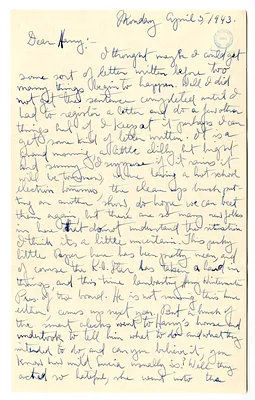 Letter from Mary Jane Truman to Harry S. Truman