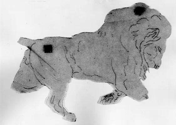 Tracing of a Lion Facing Right