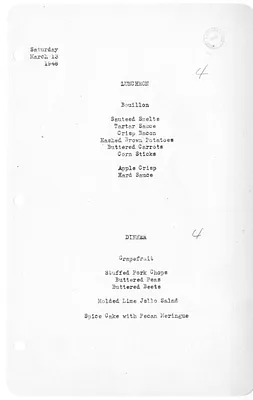 White House Luncheon and Dinner Menu