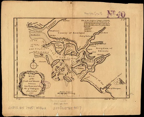 Map of the coast and islands between Cape Roxo and the Isle of Tassagan