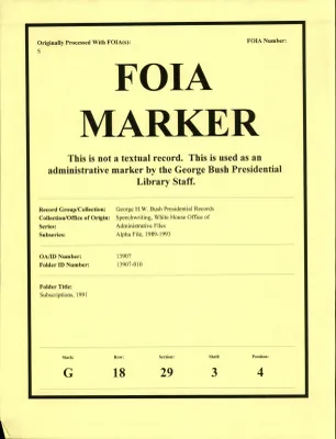 Subscriptions 1991 [OA 8484]