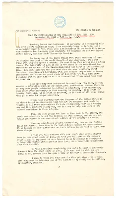 Press Release, Speech of President Harry S. Truman, Iowa City, Iowa