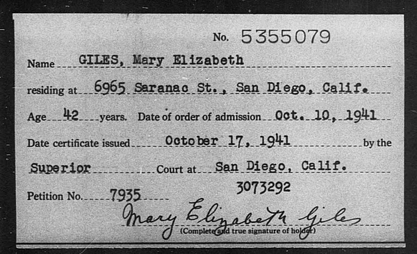 Giles, Mary Elizabeth - 1941
