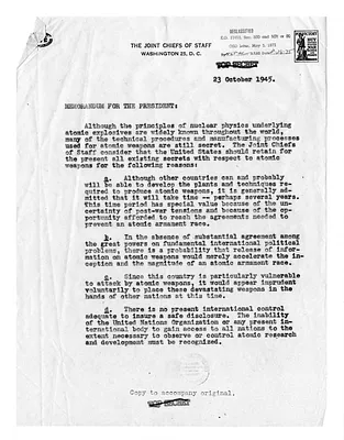 Memorandum from Admiral William D. Leahy to President Harry S. Truman