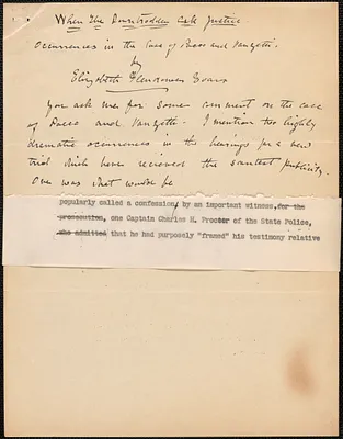 Elizabeth Glendower Evans typed draft, [Boston, Mass., 1924?]: When the downtrodden ask justice. Occurrences in the case of Sacco and Vanzetti