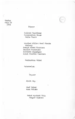 White House Dinner and Supper Menu