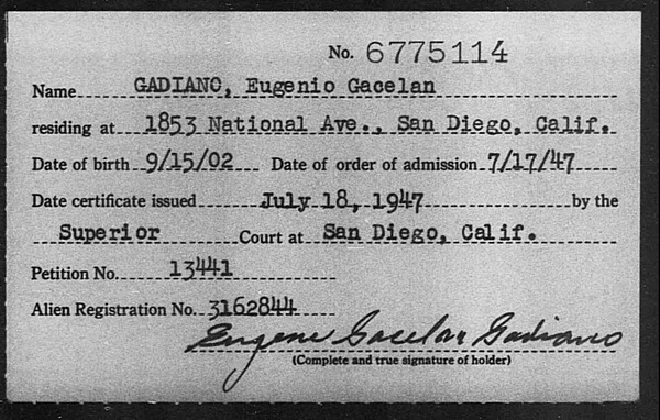 Gadiano, Eugenio Gacelan - 1947
