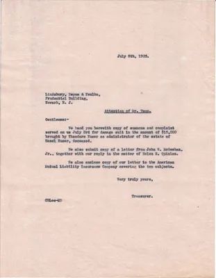 Letters Sent to Mr. Tamm, July 8, 1925