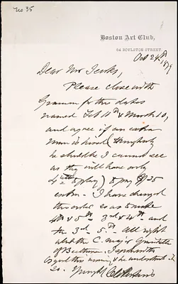 Letter from Charles C. Perkins to Francis H. Jenks, 1879 October 24