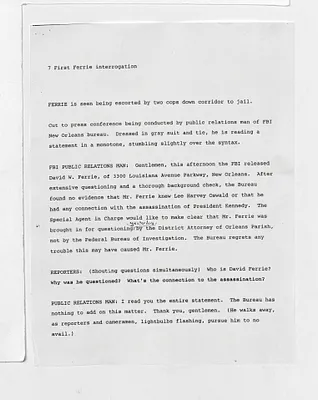 [Early script for movie "JFK"]