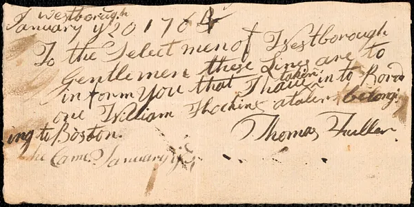 Notifications of New Residents, 1764-1769