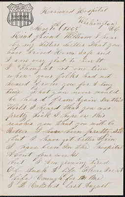 Letter from James E. Curtis, Harward Hospital, Washington D.C., to William Jubb, West Chelmsford, Mass., May 10, 1865