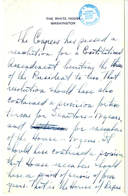 Longhand Note of President Harry S. Truman