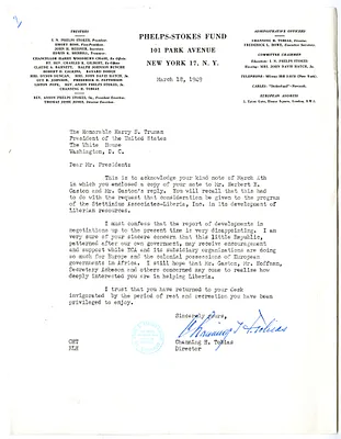Letter from Channing Tobias to President Harry S. Truman