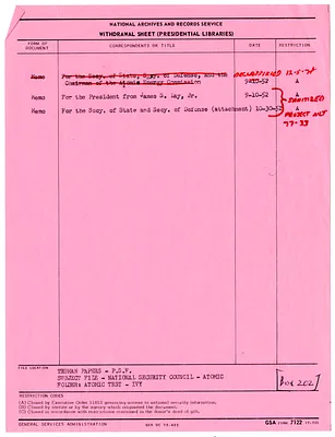 Memorandum from James Lay to Secretary of State Dean Acheson and Secretary of Defense Robert Lovett with Attachment