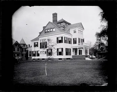Three story clapboard house