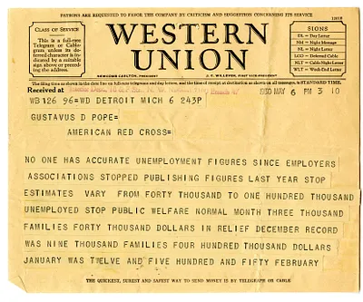 Telegram to Gustavus D. Pope of the American Red Cross from P. Dodge