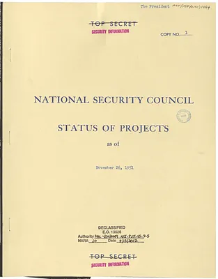 Report, National Security Council Status of Projects