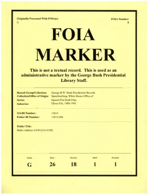 Radio Address 4/3/92 [OA 6100]