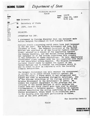 Telegram from Robert D. Murphy to Secretary of State Dean Acheson