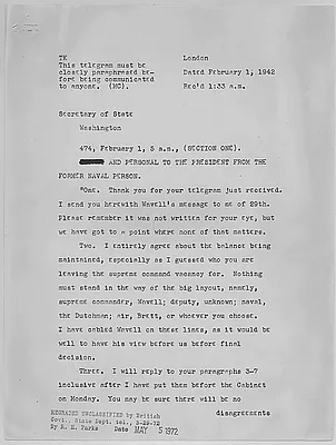 Winston Churchill to Franklin D. Roosevelt