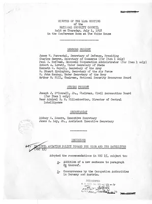 Minutes of the Fourteenth Meeting of the National Security Council