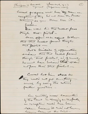 Supplementary Motions for a New Trial - Fifth Motion: Hamilton, handwritten notes from hearings