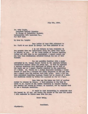 Letters Sent to Wade Wright, July 8, 1925