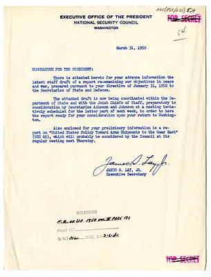 Memorandum from James Lay to President Harry S. Truman