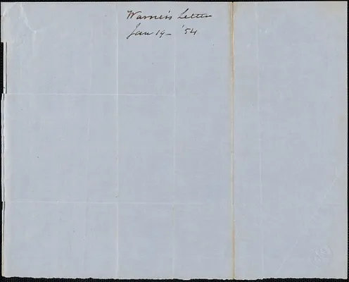Samuel Warner to E. Bradbury, 19 January 1854