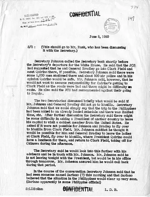 Memorandum of Telephone Conversation with Secretary of State Dean Acheson and Secretary of Defense Louis Johnson