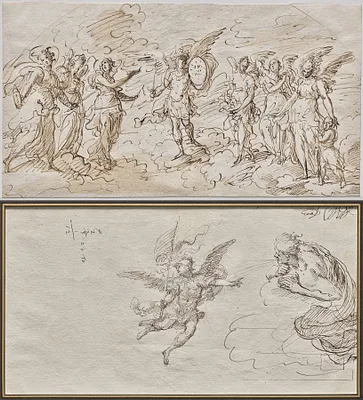 The Seven Archangels (recto); Studies of an Archangel and a Wind God (verso)