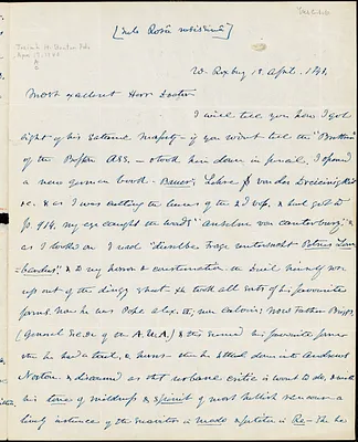 Letter from Theodore Parker, W[est] Roxbury, [Massachusetts], to Convers Francis, 1843 April 18