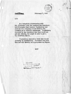 Memorandum of Conversation with Secretary of State Dean Acheson and Secretary of Defense James Forrestal
